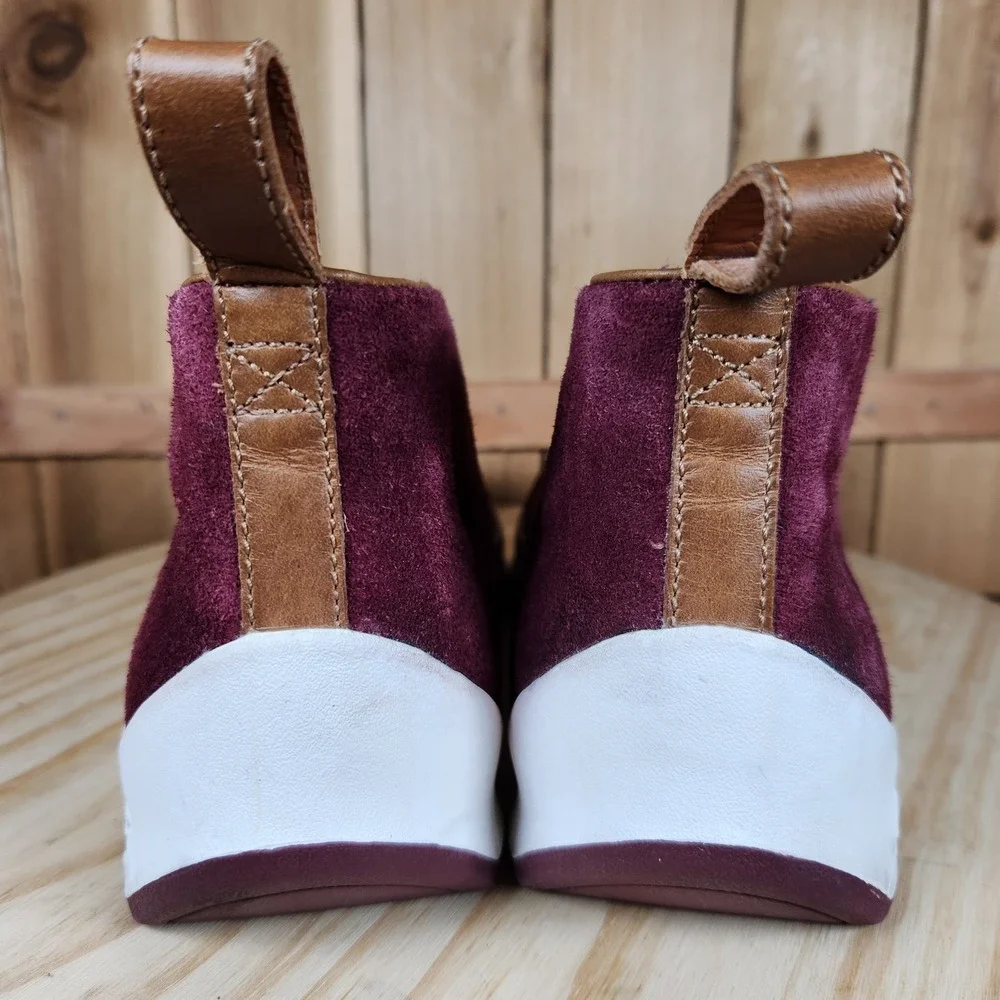 John Fluevog Type 3 Shoes Mens 10 Burgundy Suede‎ Chukka Sneakers Casual Leather